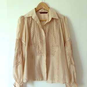 Zara silk button down shirt